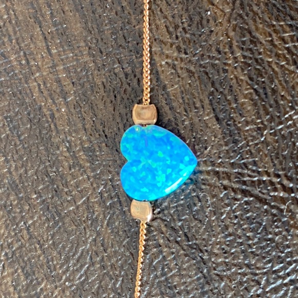 14K Gold Necklace with Turquoise Blue Hearts - Unique! - Picture 4 of 10
